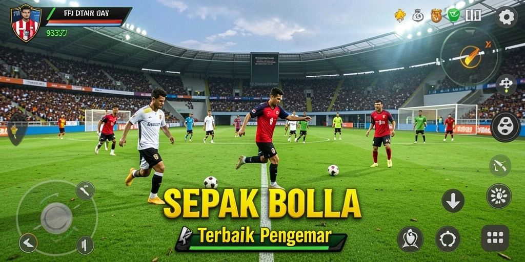 Tampilan gameplay menegangkan di lapangan sepak bola.