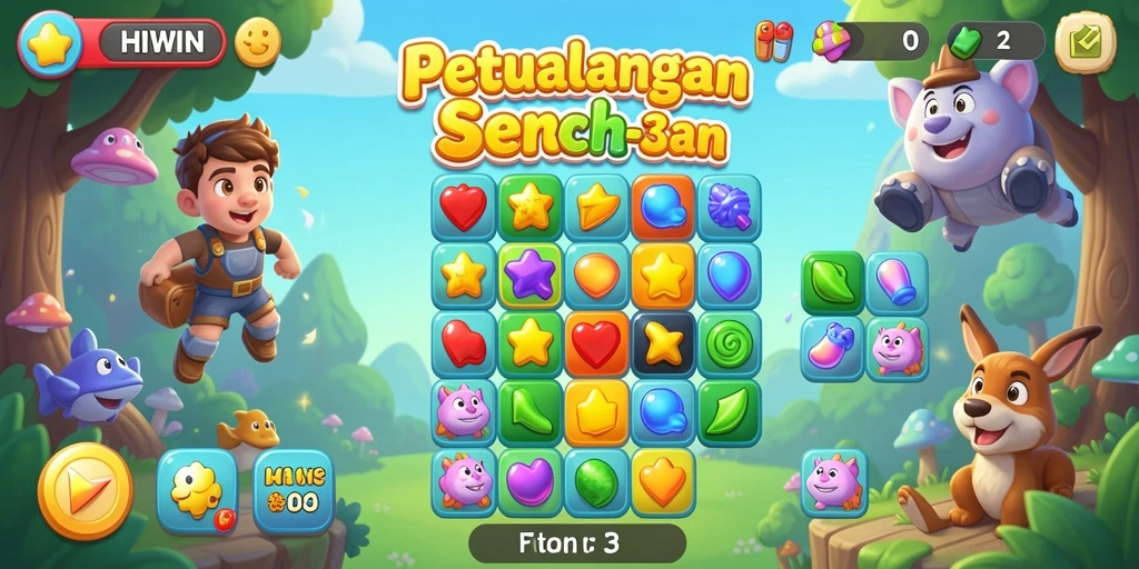 Screenshot gameplay HIWIN yang seru dalam kategori Match-3.