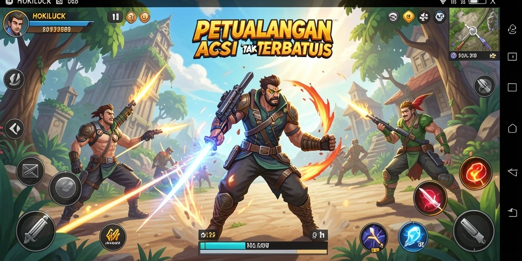 Tangkapan layar HOKILUCK menunjukkan aksi mendebarkan dan grafis yang menawan.