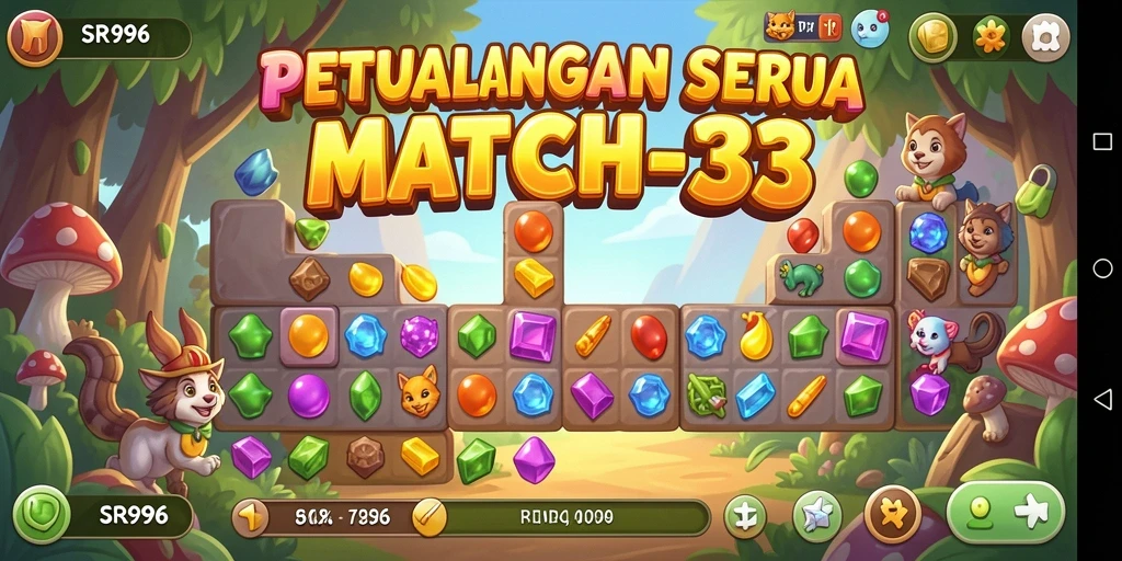 Tangkapan layar gameplay SR996 yang menunjukkan aksi mencocokkan elemen.